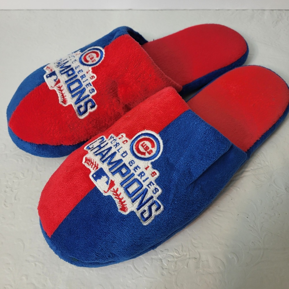 Chicago Cubs 2016 World Series Champions Slippers Mens XL 13-14 Forever FOCO NEW - Picture 2 of 6